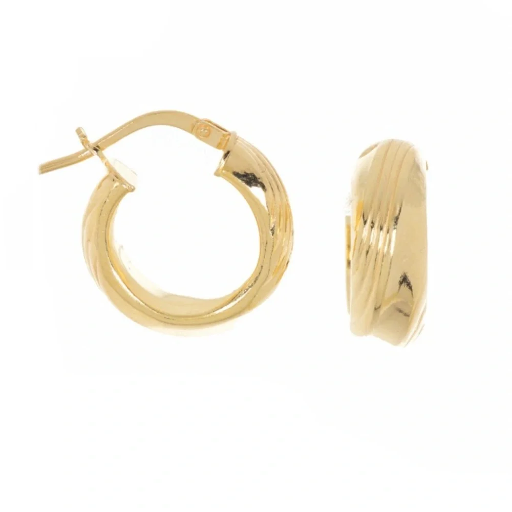 Argento Vivo‎ Sterling Silver Twist Texture Huggie Hoop Earrings